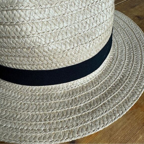 NEW Madewell tan woven paper wide brim fedora hat size M/L - Picture 3 of 8